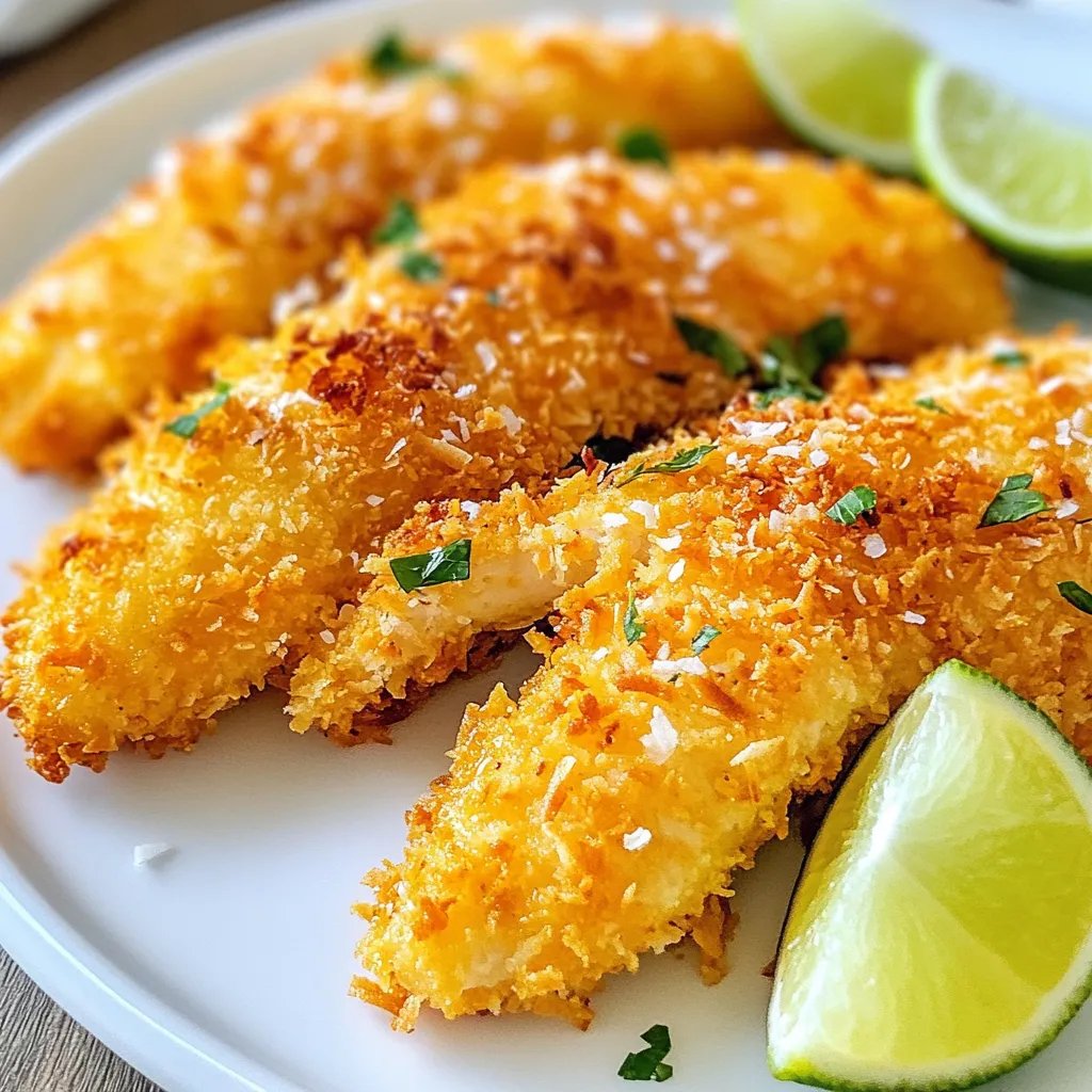 Crispy Coconut Chicken Tenders Easy Delicious Recipe