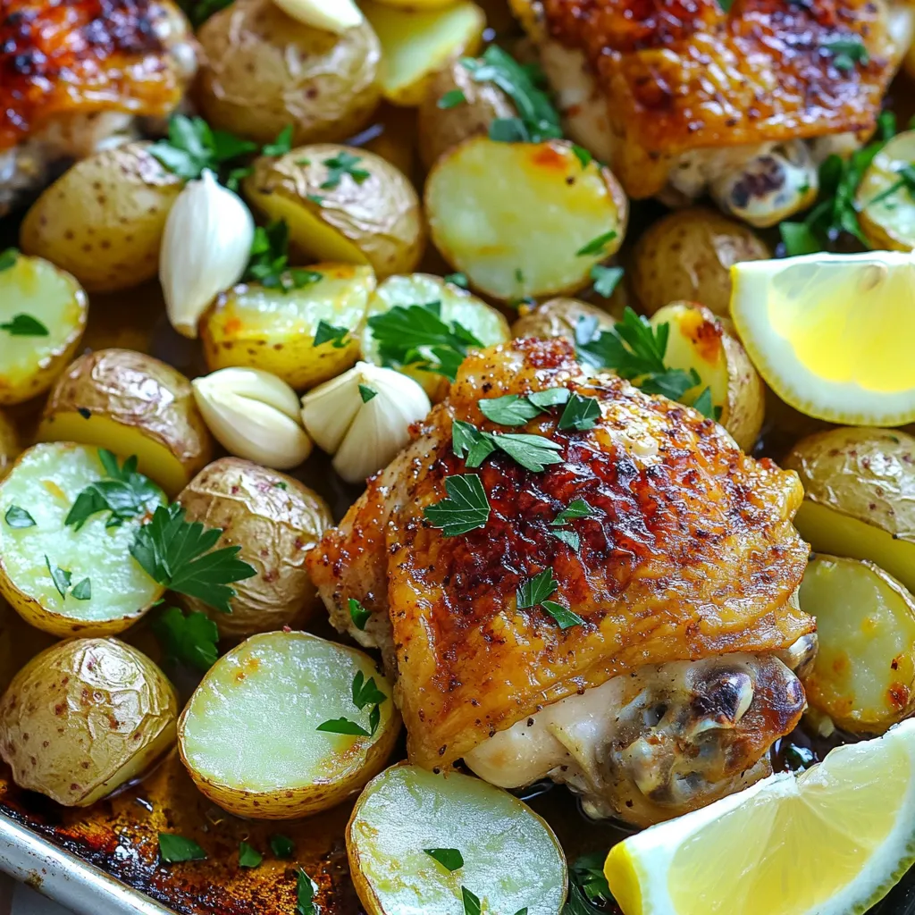 Sheet-Pan Roasted Garlic Chicken &#038; Potatoes Delight