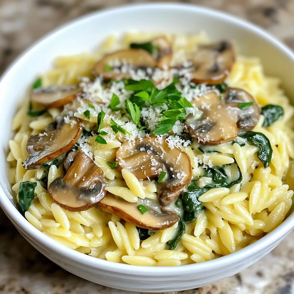 Creamy Mushroom Spinach Orzo Delightful Easy Meal