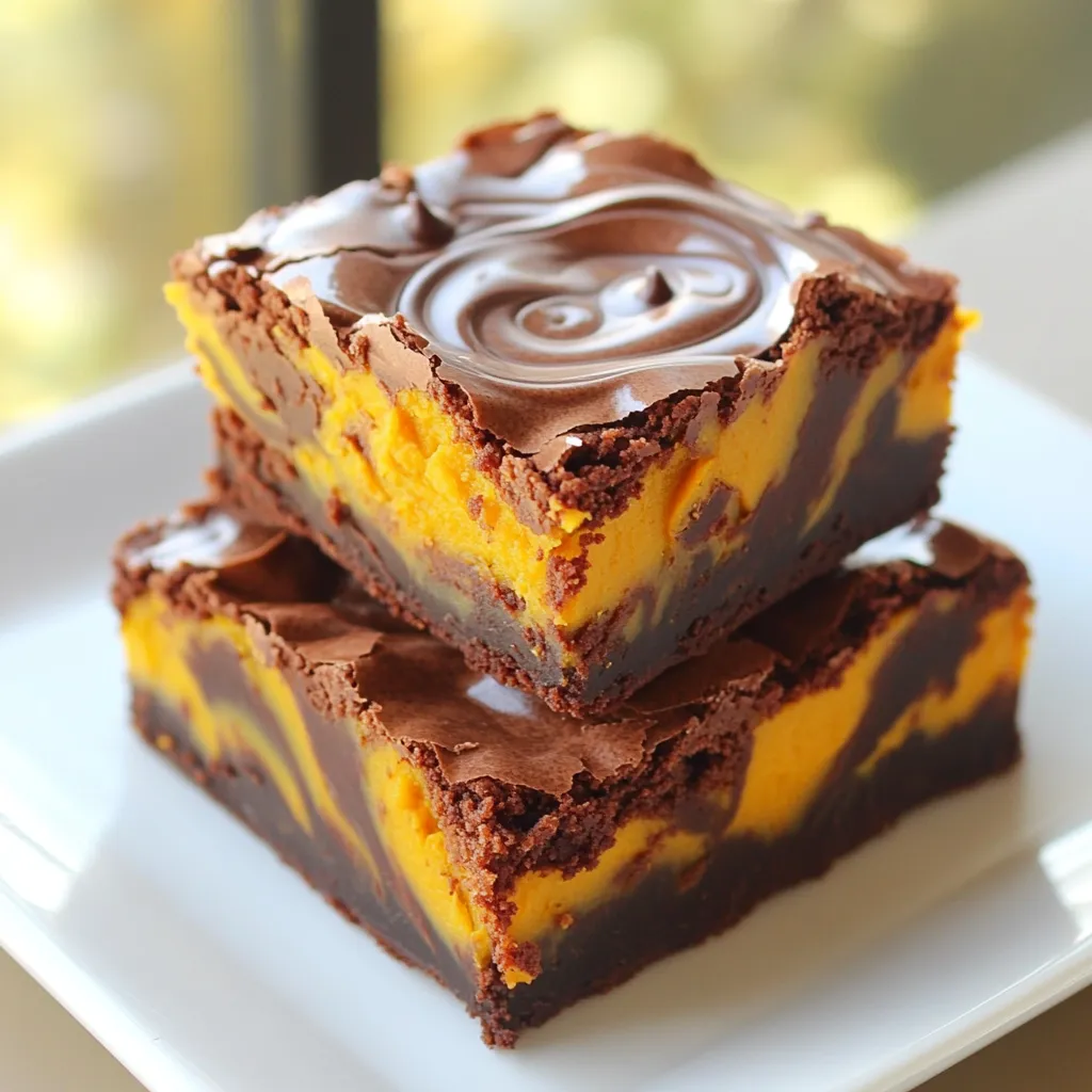 Bakery-Style Chocolate Pumpkin Swirl Brownies Delight