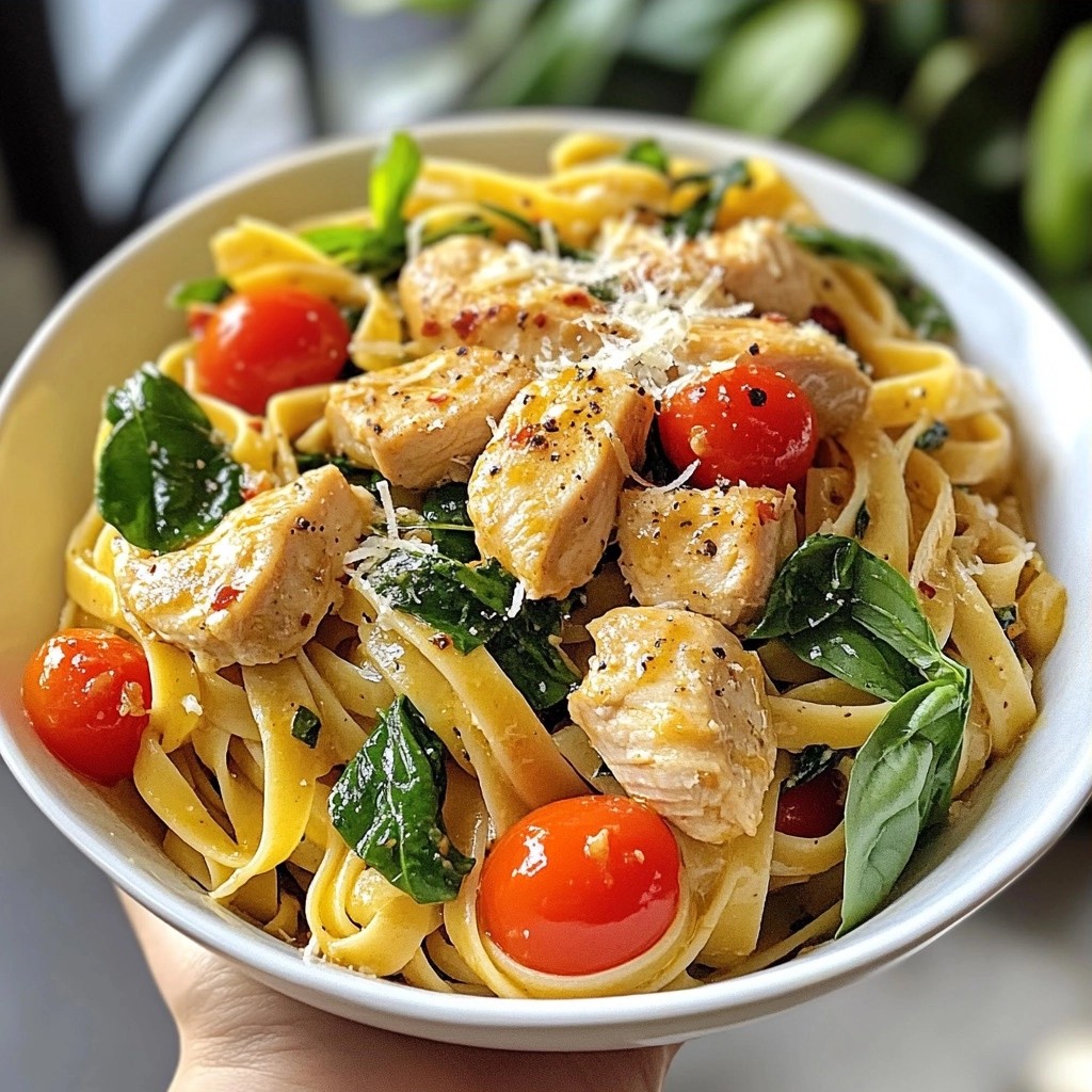 One-pan Meals Garlic Chicken and Spinach Linguine Recipe