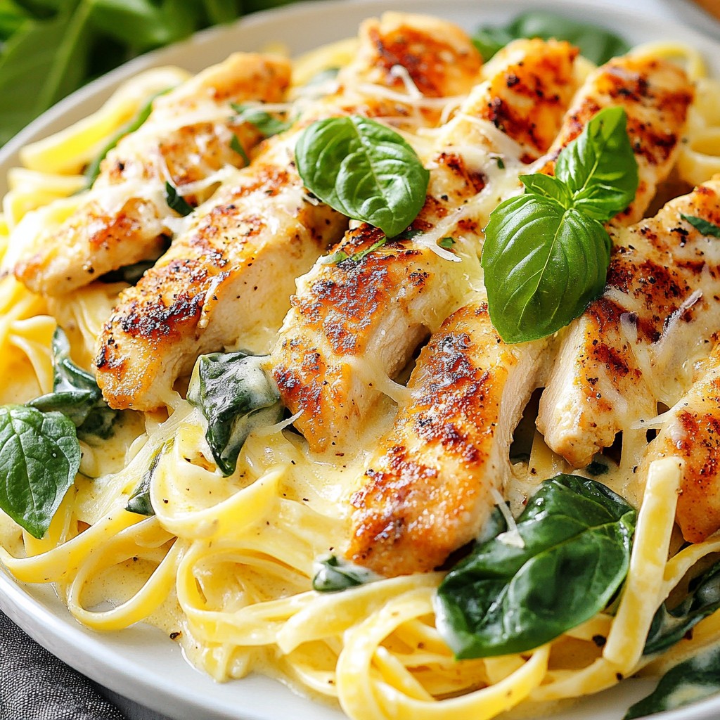 One-pan Meals Creamy Chicken Alfredo with Spinach