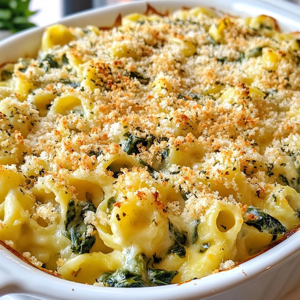 Baked Pasta Creamy Spinach Artichoke Casserole Delight