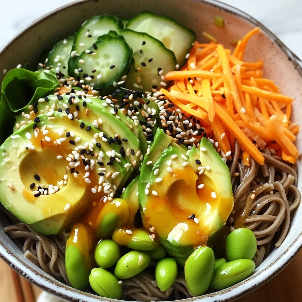 Healthy Noodles Sesame Avocado Soba Bowl Recipe