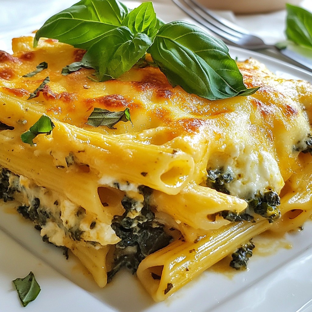 Baked Pasta Florentine Penne with Sautéed Kale Delight