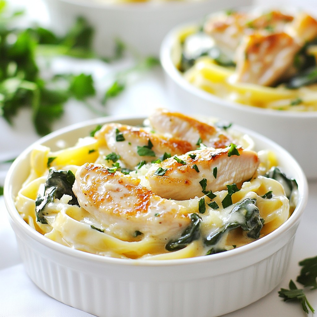 One-Pan Meals Creamy Chicken Alfredo with Spinach Delight