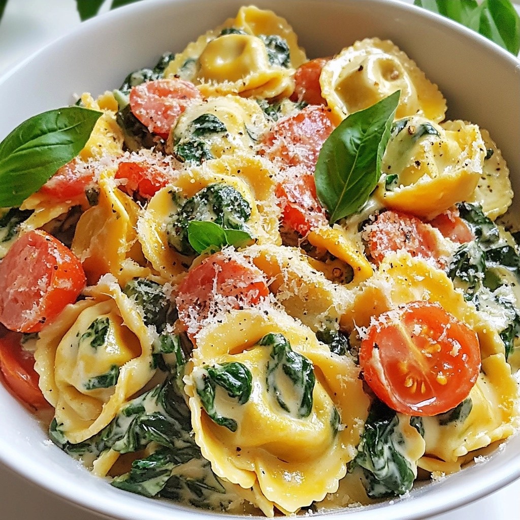One-pan meals Creamy Spinach Tomato Tortellini Delight
