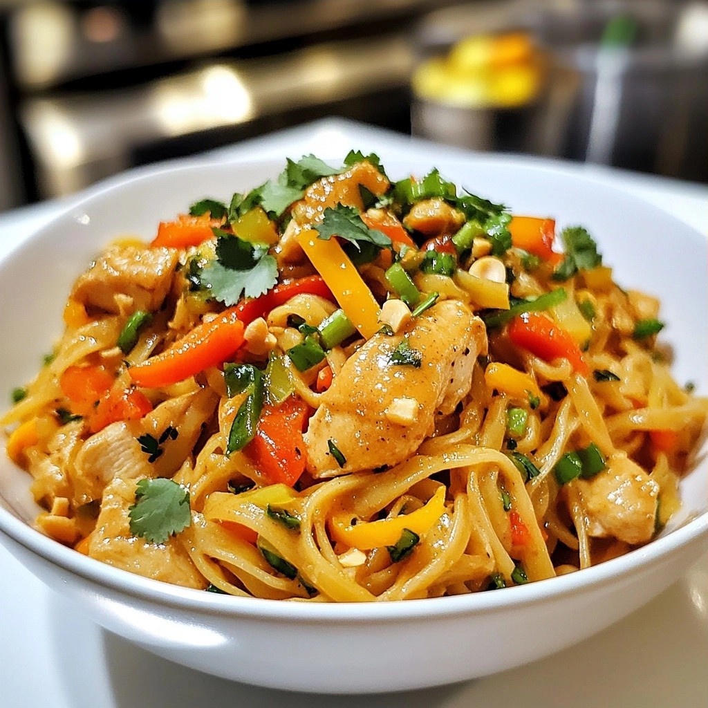 Hearty Noodle Dishes Thai Peanut Chicken Noodles Delight