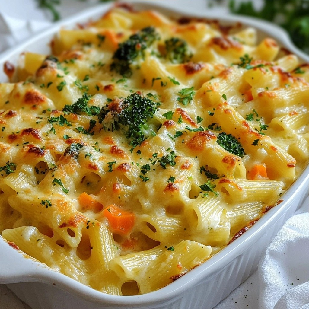 Baked Pasta Cheesy Vegetable Alfredo Bake Delight