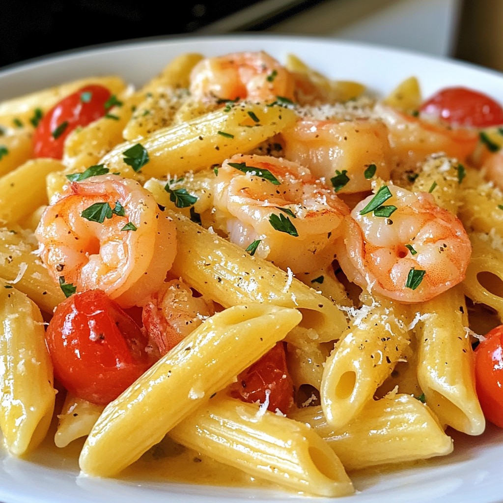 Quick Pasta Recipes Creamy Garlic Shrimp Penne Dish