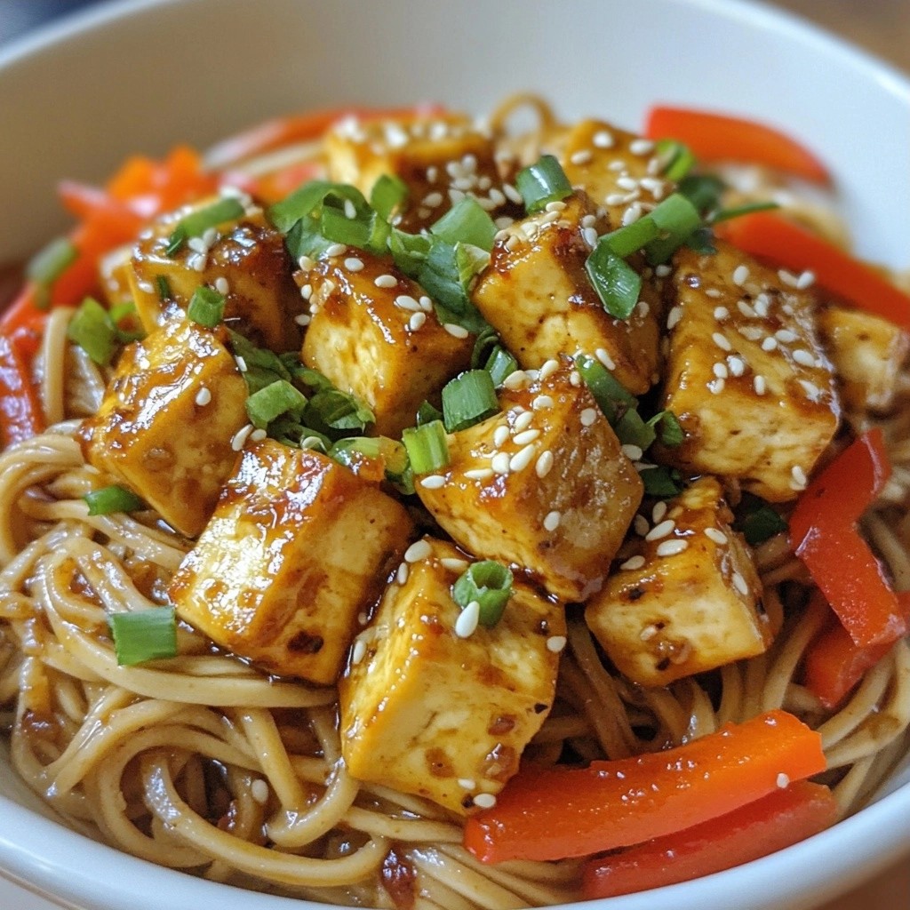 Hearty noodle dishes Spicy Garlic Tofu Soba Delight