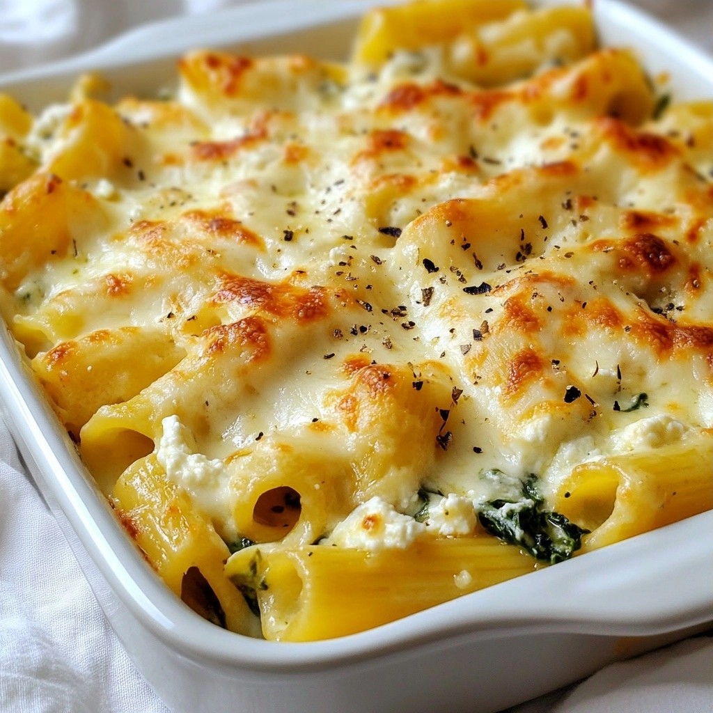 Cheesy Baked Pasta with Spinach and Feta Delight