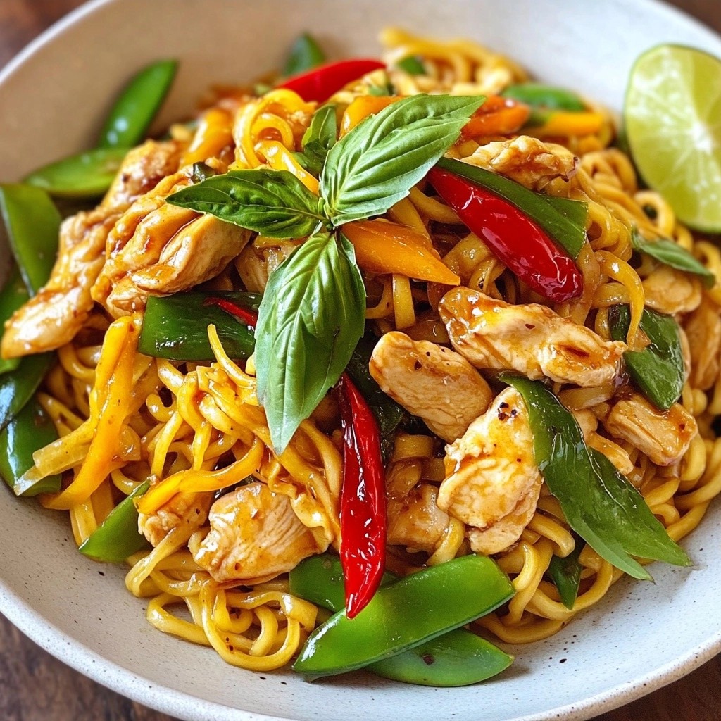 Hearty Noodle Dishes Thai Basil Chicken Stir-Fried