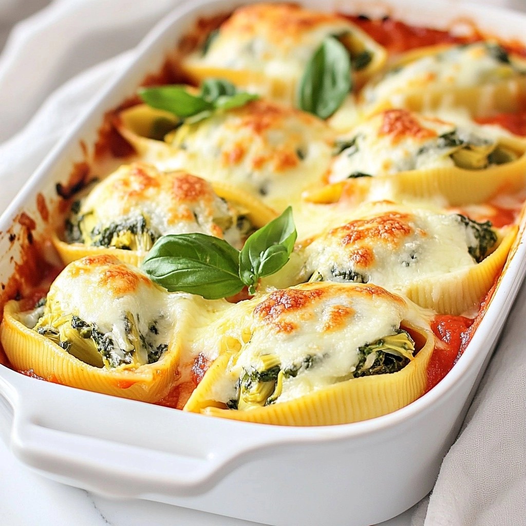 Baked Pasta Spinach Artichoke Stuffed Shells Delight