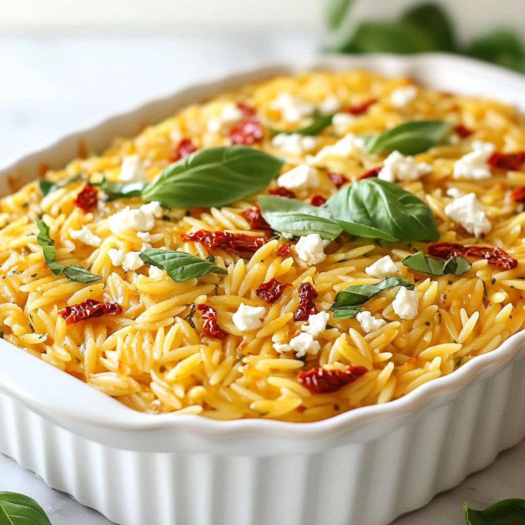 Baked Pasta Sun-Dried Tomato and Feta Orzo Delight