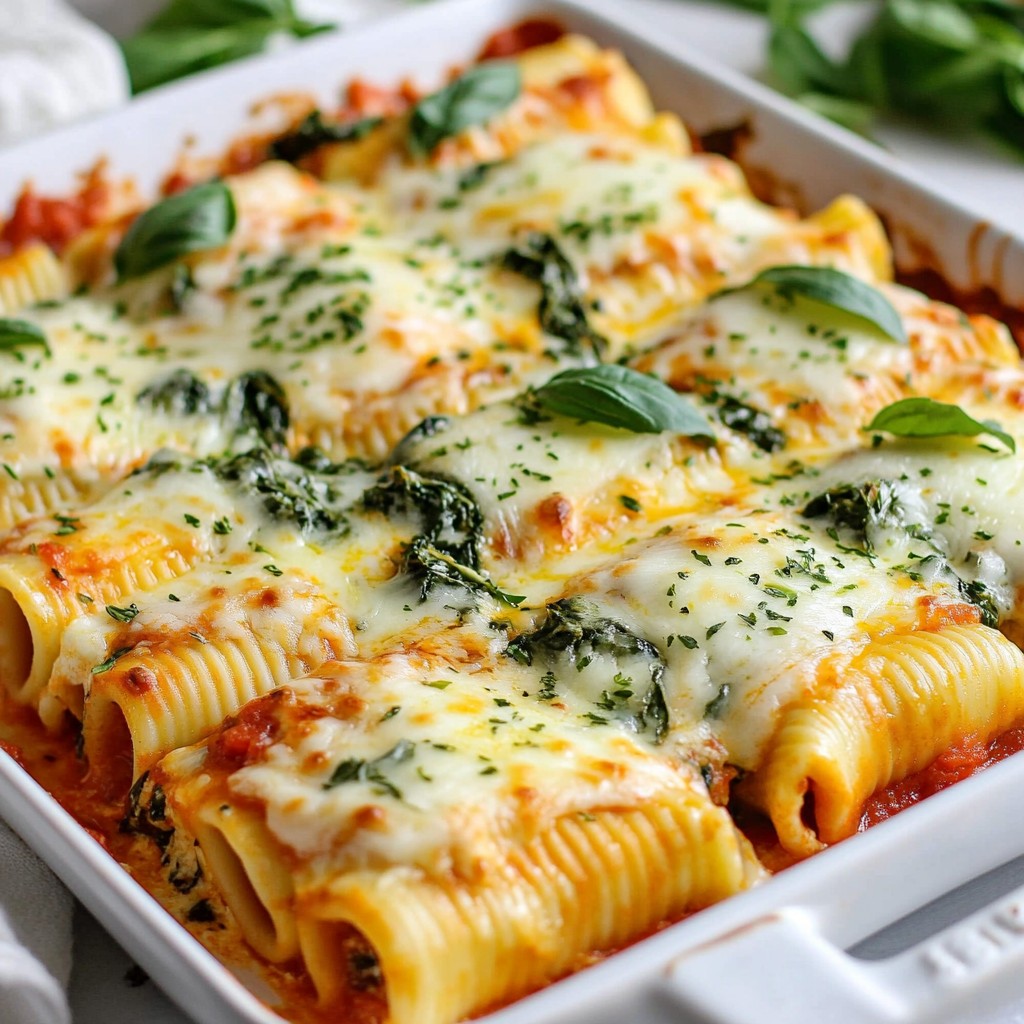 Baked Pasta Spinach and Cheese Manicotti Delight