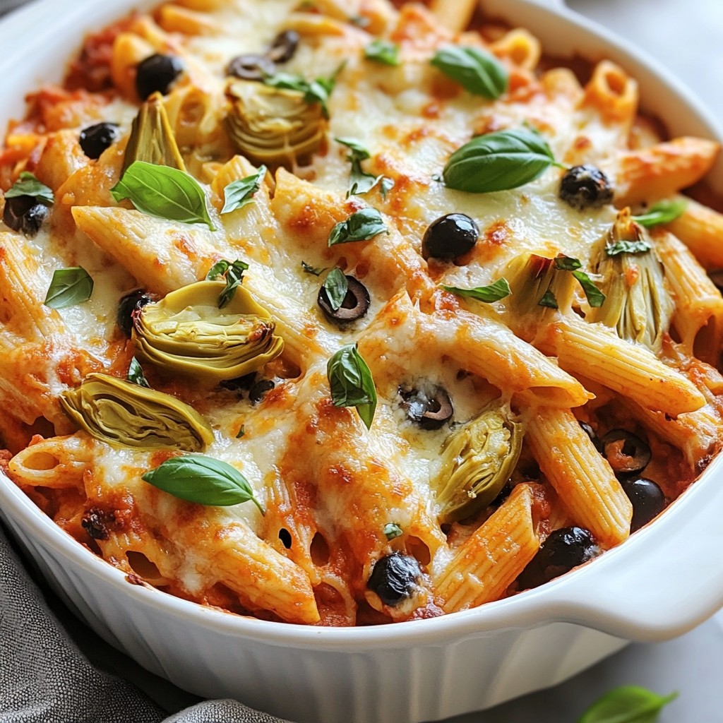 Baked Pasta Zesty Artichoke and Olive Penne Delight