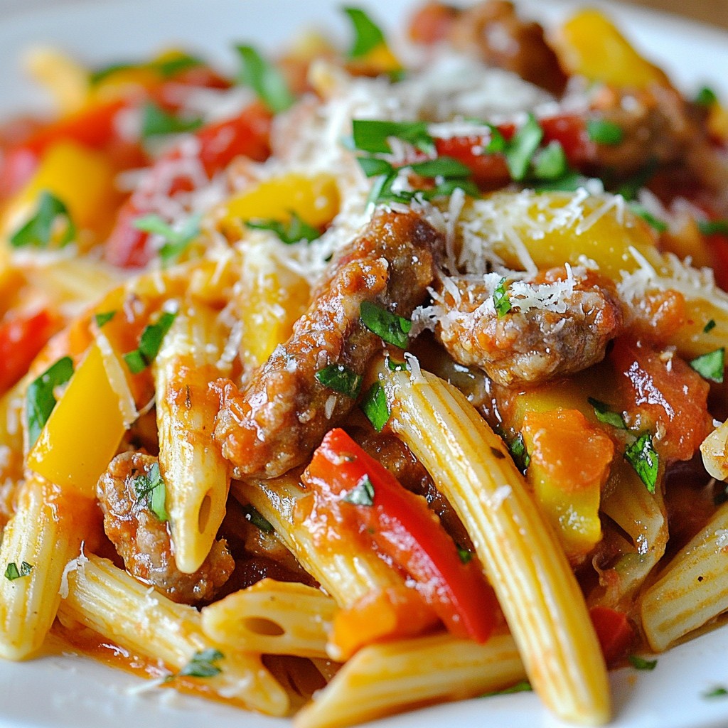 One-Pan Meals Savory Sausage and Bell Pepper Penne