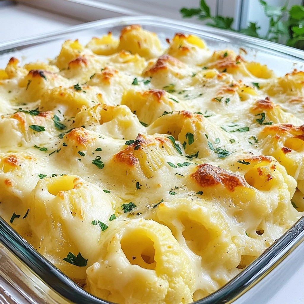 Baked Pasta Alfredo Cauliflower Shells Simple Delight
