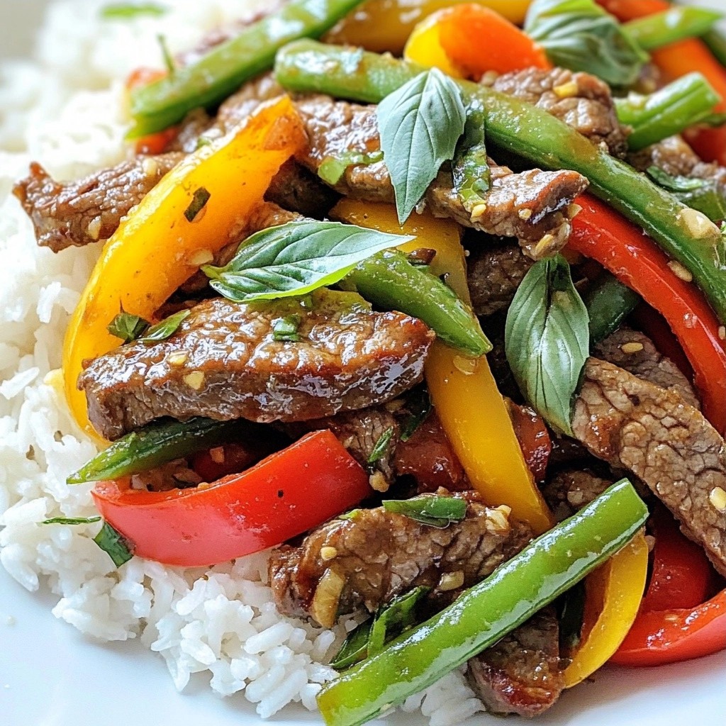 Hearty noodle dishes Thai Basil Beef Stir-Fry Delight